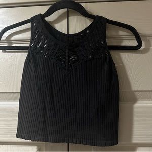 Free People Intimately ribbed black crop top